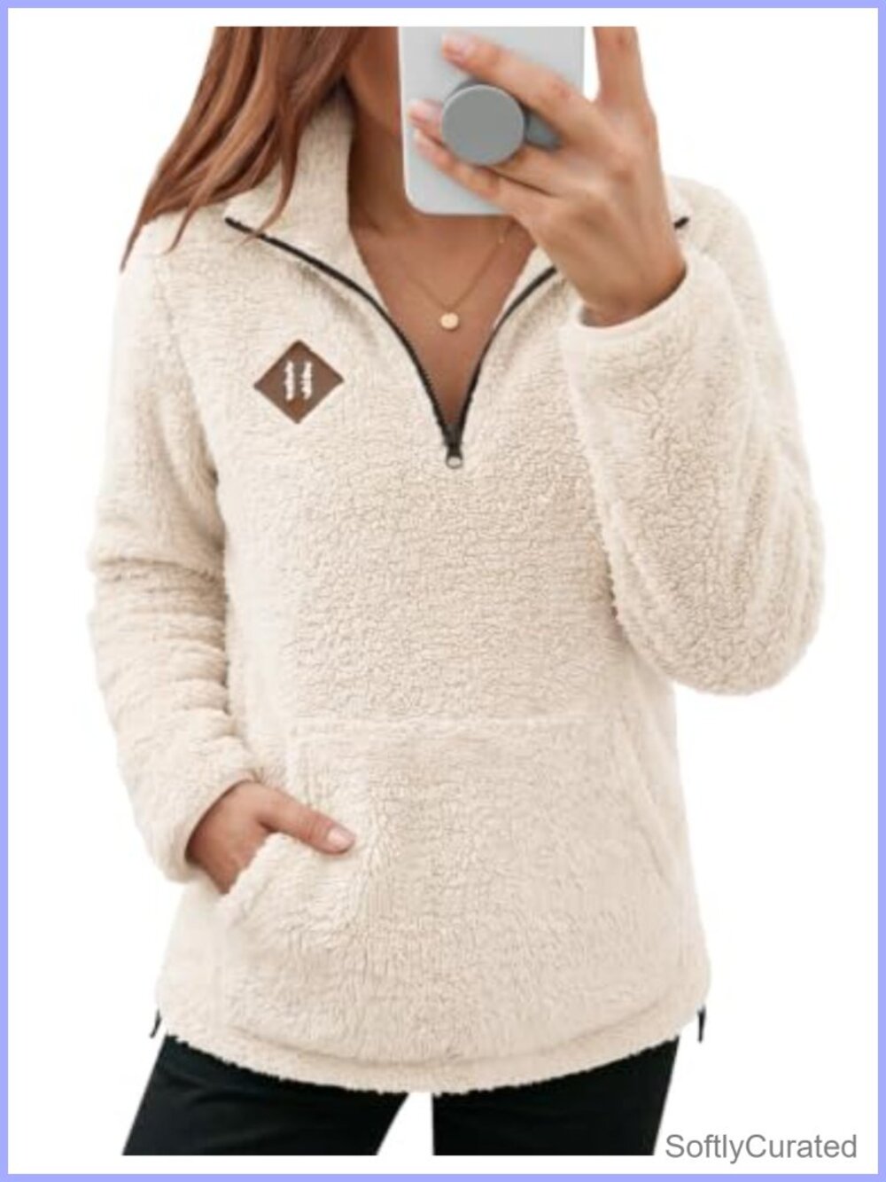 HEEKPEK Women Half Zip Fleece Pullover Sweatshirt With Pockets